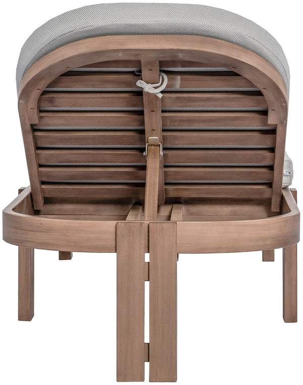 Meridian Furniture Newport Acacia Wood Outdoor Lounge Chair with Weather Resistant Cushion and Reclining Seat Cover Grey 397Grey