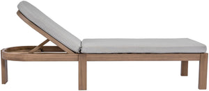 Meridian Furniture Newport Acacia Wood Outdoor Lounge Chair with Weather Resistant Cushion and Reclining Seat Cover Grey 397Grey