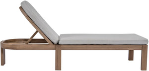 Meridian Furniture Newport Acacia Wood Outdoor Lounge Chair with Weather Resistant Cushion and Reclining Seat Cover Grey 397Grey