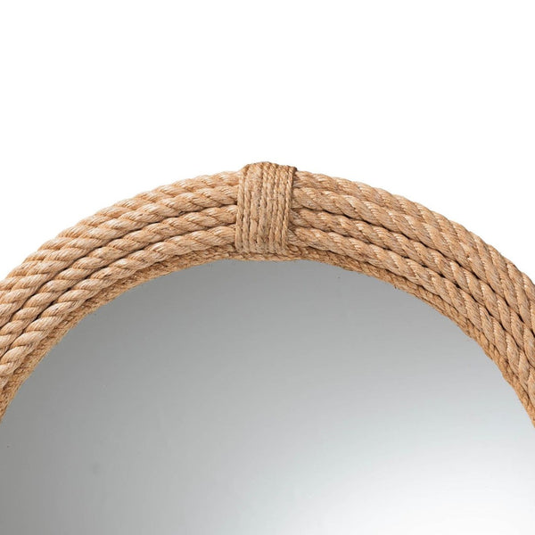 English Elm Bohemian Grasscloth Square Wall Mirror with Woven Frame for Eclectic Interiors B2750P467750