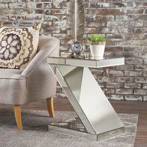 Christopher Knight Home® - Noble House - Auda Mirrored Z Shaped Side Table