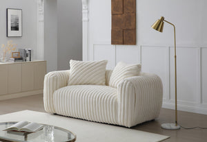 English Elm Cancun White Bouclé Loveseat G00932A-L with 2 Back Pillows, Plush Upholstery, Durable Frame Comfort B078S00627