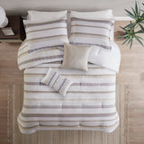 Madison Park Langley Global Inspired 5 Piece Clipped Jacquard  Comforter Set MP10-8165 Neutral