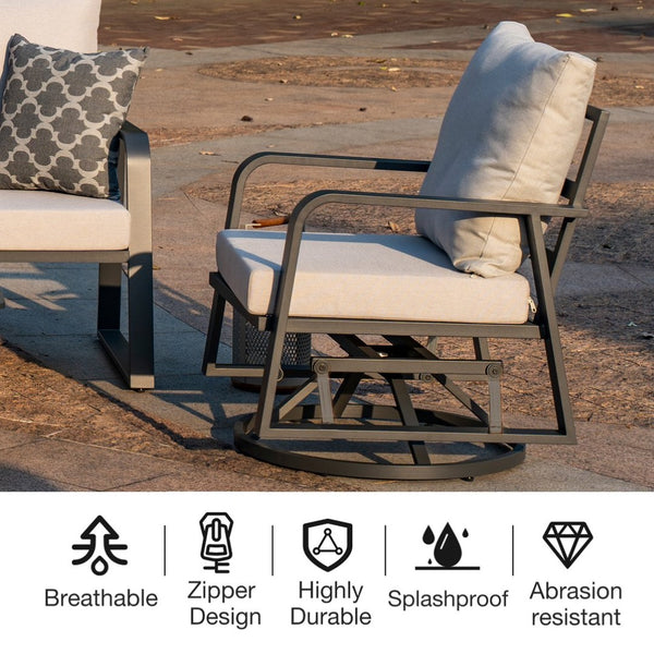 English Elm Fr Aluminum Patio Sofa Set with Swivel Rocker Memory Foam Cushions Outdoor Living W5382P440152