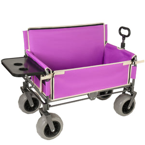 English Elm 3-in-1 Collapsible Wagon with Folding Tabletop Cup Holders All Terrain Beach Camping Purple W2932P421328