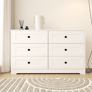 English Elm Chest Of Drawers - 6-Drawer Ancient White Farmhouse Storage Solution For Stylish Clutter Control W2139P241086