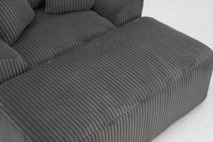 English Elm Oversized corduroy chaise lounge with ottoman, plush boneless sofa, ergonomic pillows for relaxing comfort Grey W1901P278403