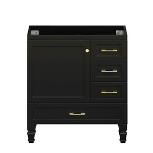 English Elm 30"black Matte Finish Bathroom Vanity with Soft Close Cabinet and Three Storage Drawers Black W3133S00018