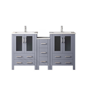 English Elm Dark Grey Double Bath Vanity Set With White Ceramic Top, Faucet, Ample Storage & Modern Design B2731S01167