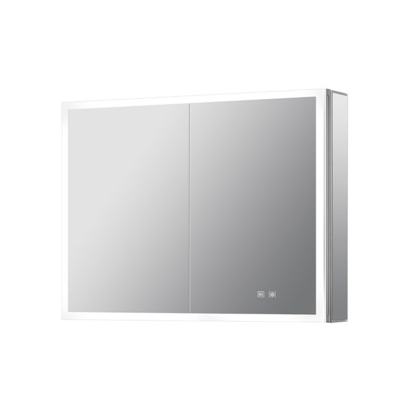 English Elm Mesa Surface Mount Led Medicine Cabinet with Defogger Aluminum Frame Bathroom Mirror B2731P478362