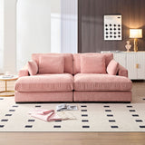 English Elm 89.76 Inch Double Sleeper Sofa Cloud Couch Soft Fluffy Fabric Upholstery With Square Armrests,Comfor Daybed With Over Wide Sofa Bed,Modern Beanbag For Living Room Apartment,Pink