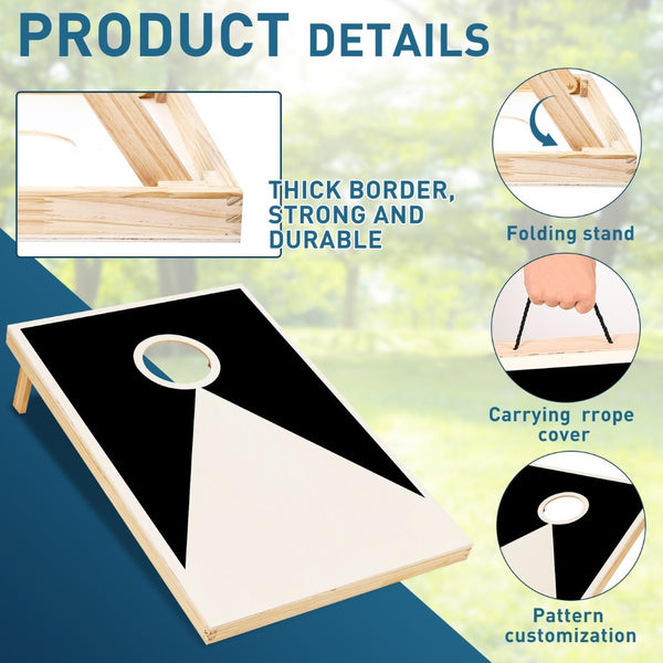 English Elm Solid Pine Regulation Cornhole Set with Uv Printed Boards and 8 All Weather Bean Bags W1790P195747