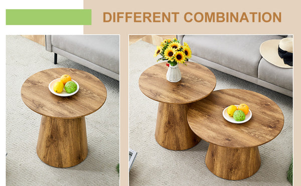 English Elm Natural Wood Grain Mdf Round Side Table Compact Accent for Living Room or Bedroom W2920P232763