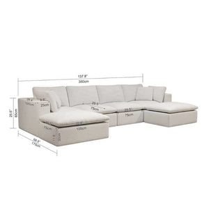 English Elm 137.8*68.9"modular Sectional Sofa Five Piece Corduroy Upholstered Set for Living Rooms White W3819S00126