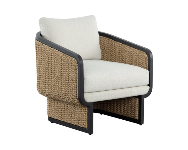 Sunpan OLBIA Lounge Chair - Luxurious Barrelback Design in Louis Cream for Indoor & Outdoor Comfort 111690V