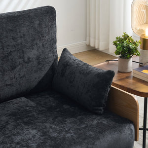 English Elm Foldable mid-century sleeper sofa bed recliner 3-in-1 convertible for small spaces with pillows and storage Black W395P290560