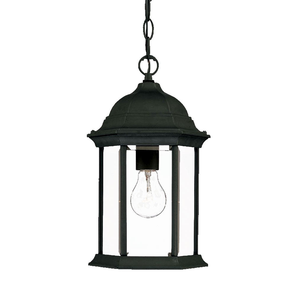 Homeroots Matte Black Glass Lantern Hanging Light   398002