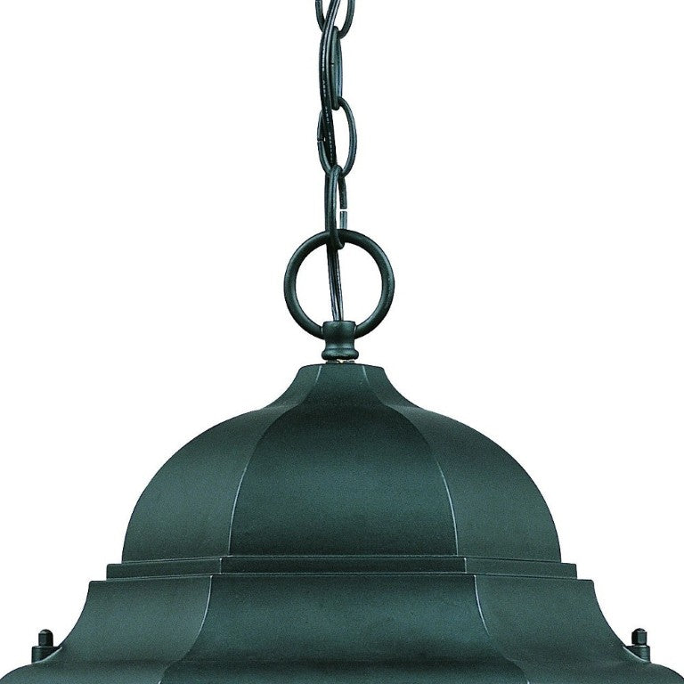 Three Bulb Matte Black Pendant Fixture with Domed Glass Shades for Modern Entryways