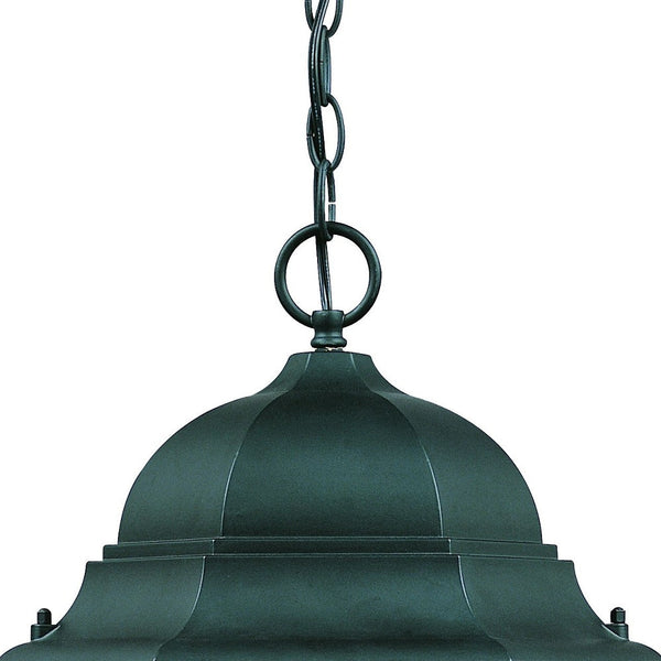 Homeroots Three Light Matte Black Domed Glass Lantern Hanging Light   398005