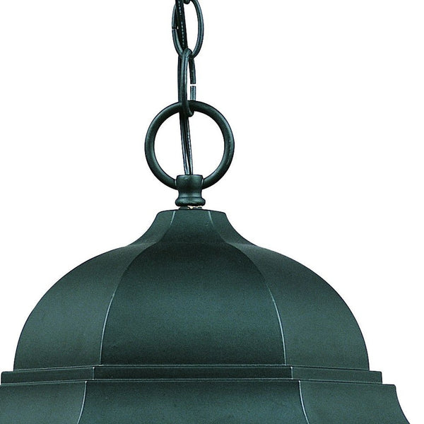 Homeroots Three Light Matte Black Domed Glass Lantern Hanging Light   398005
