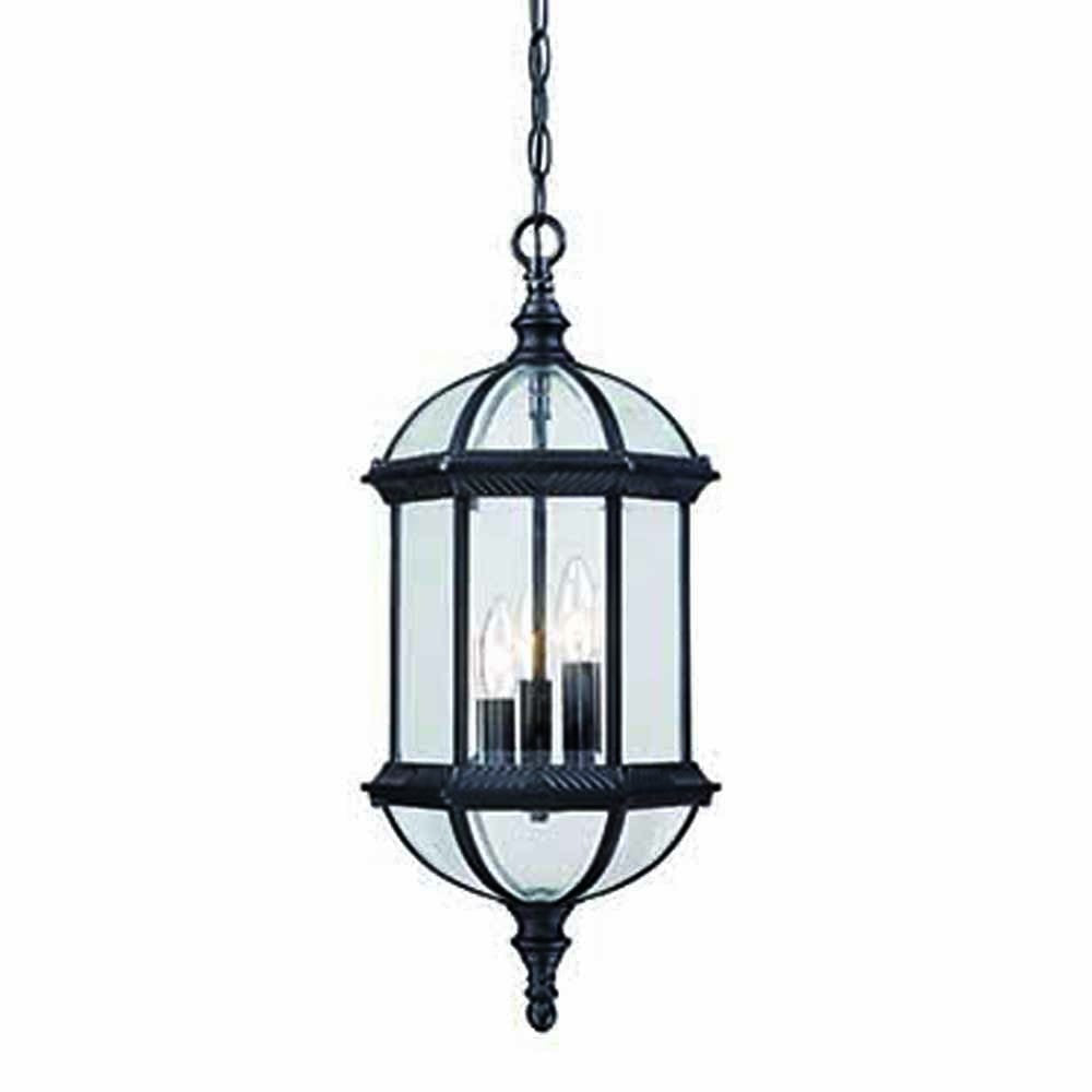 Homeroots Three Light Matte Black Eastern Lantern Hanging Light   398006