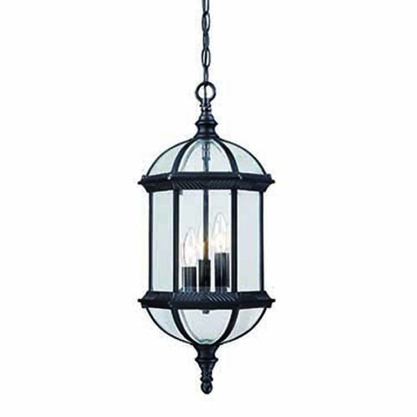 HomeRoots Three Light Matte Black Eastern Lantern – Elegant Hanging Fixture for Porches, Patios & Gardens 398006