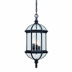 HomeRoots Three Light Matte Black Eastern Lantern – Elegant Hanging Fixture for Porches, Patios & Gardens 398006