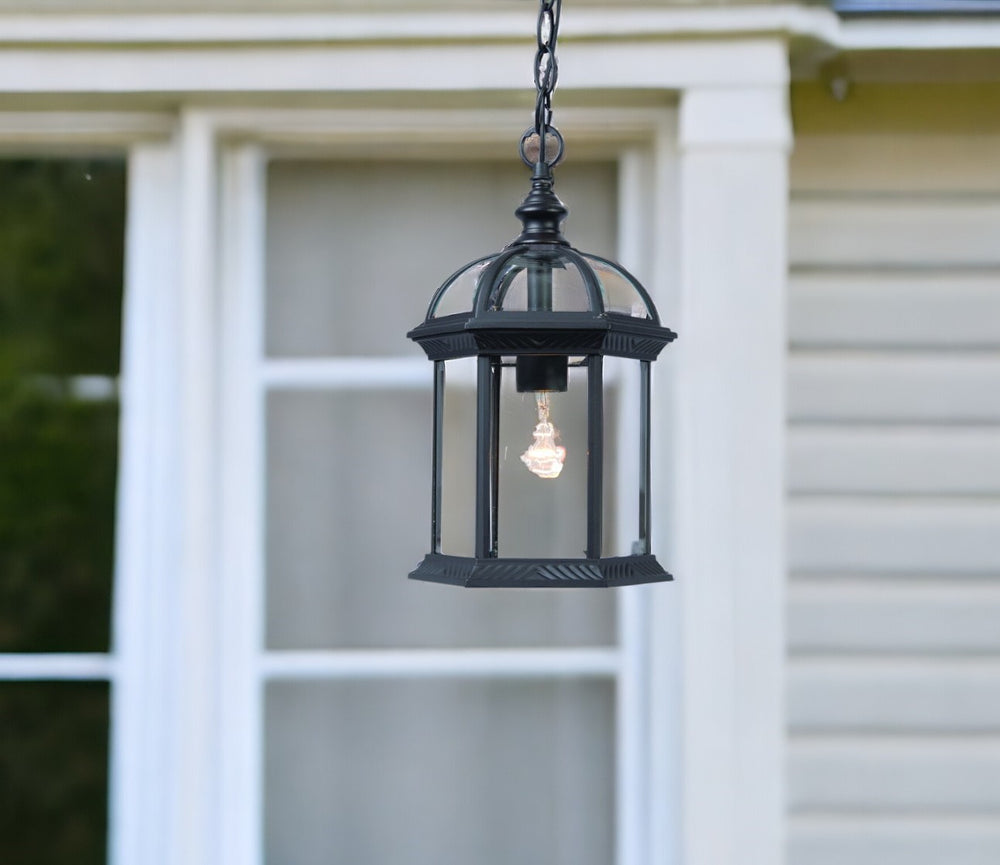 Homeroots Matte Black Cage Hanging Light   398008