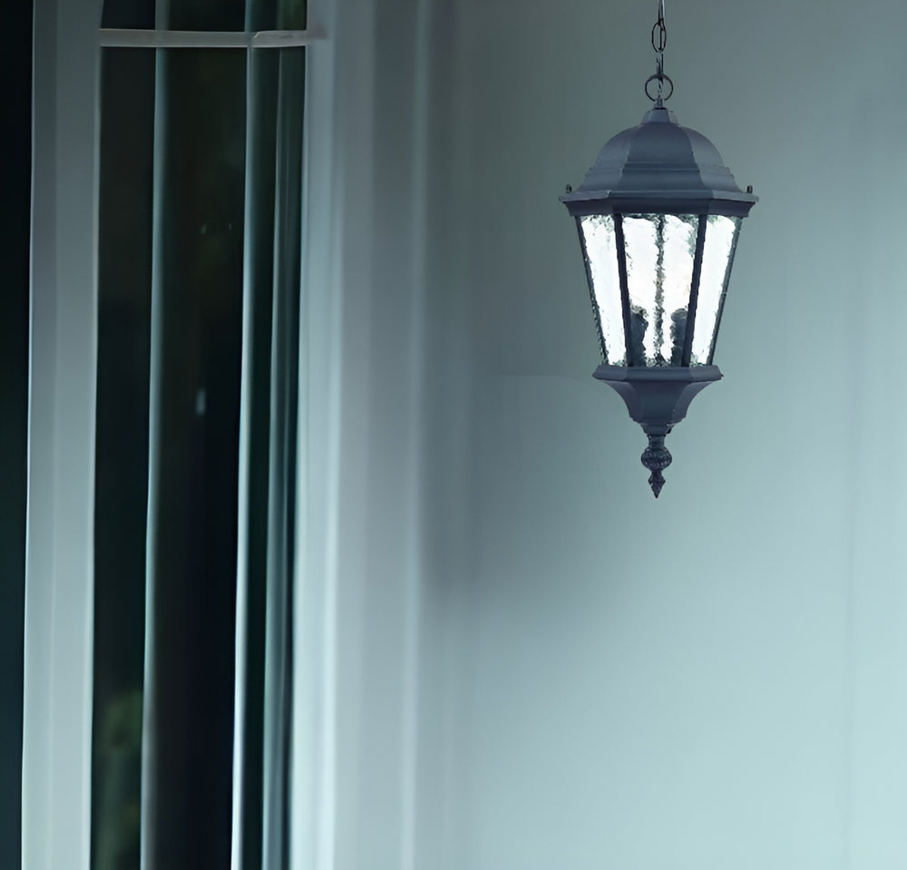 Homeroots Two Light Matte Black Carousel Lantern Hanging Light   398012