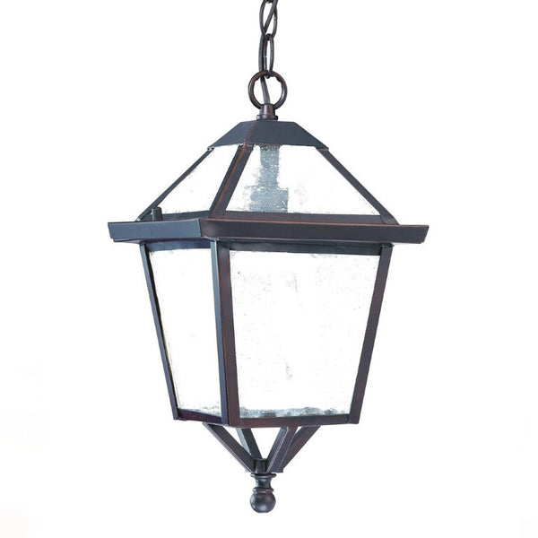 Antique Bronze Pendant Lantern with Glass Panels for Entryway or Dining Room