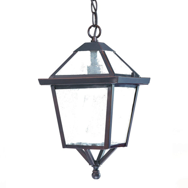Homeroots Antique Bronze Glass Hanging Lantern Light   398017