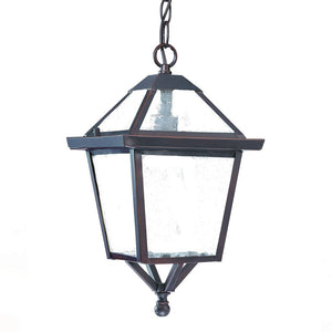 Homeroots Antique Bronze Glass Hanging Lantern Light   398017