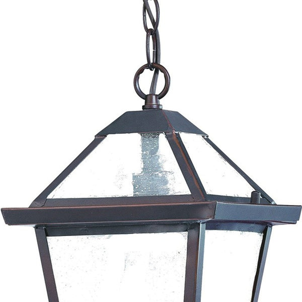 Homeroots Antique Bronze Glass Hanging Lantern Light   398017