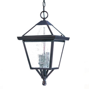 Homeroots Three Light Bronze Glass Hanging Lantern Light   398019