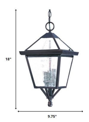 Homeroots Three Light Bronze Glass Hanging Lantern Light   398019