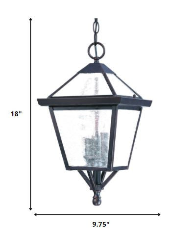 Homeroots Three Light Bronze Glass Hanging Lantern Light   398019