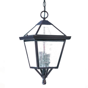 Homeroots Three Light Bronze Glass Hanging Lantern Light   398019