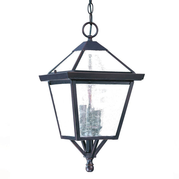 Homeroots Three Light Bronze Glass Hanging Lantern Light   398019
