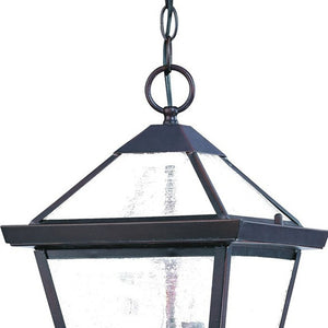 Homeroots Three Light Bronze Glass Hanging Lantern Light   398019