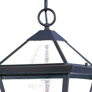 Homeroots Three Light Bronze Glass Hanging Lantern Light   398019