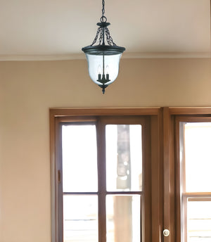 HomeRoots Belle 3-Light Matte Black Hanging Light Fixture – Vintage Charm Meets Modern Design for Any Space 398030