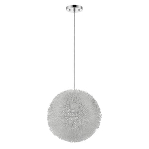 Homeroots Luminary 1-light Metallic Silver Pendant With Hand Woven Aluminum Wire Shade (12")   398032