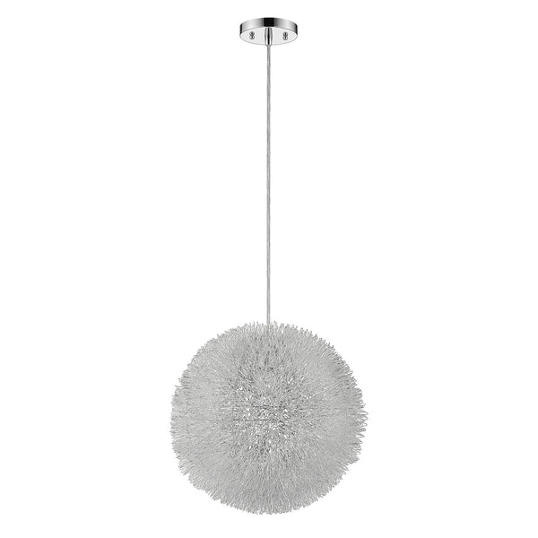 Homeroots Luminary 1-light Metallic Silver Pendant With Hand Woven Aluminum Wire Shade (12")   398032