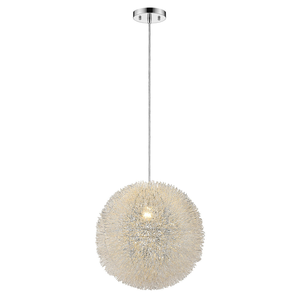 Homeroots Luminary 1-light Metallic Silver Pendant With Hand Woven Aluminum Wire Shade (12")   398032