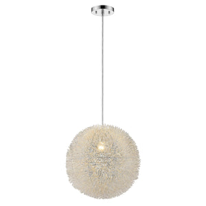 Homeroots Luminary 1-light Metallic Silver Pendant With Hand Woven Aluminum Wire Shade (12")   398032