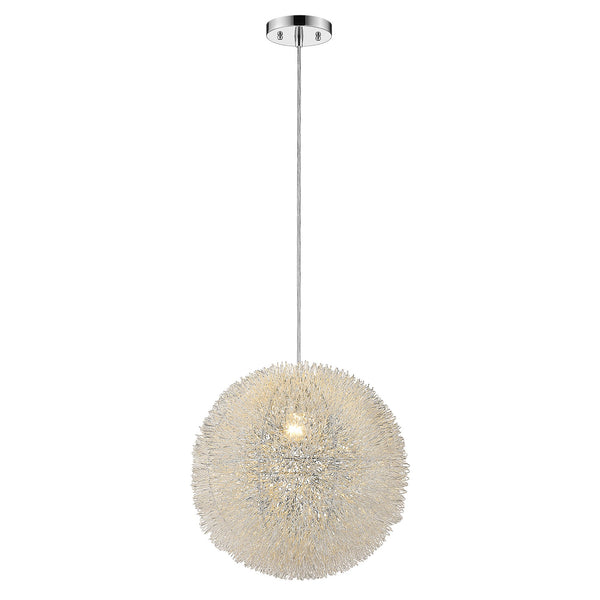 Homeroots Luminary 1-light Metallic Silver Pendant With Hand Woven Aluminum Wire Shade (12")   398032