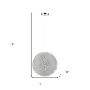 Homeroots Luminary 1-light Metallic Silver Pendant With Hand Woven Aluminum Wire Shade (12")   398032