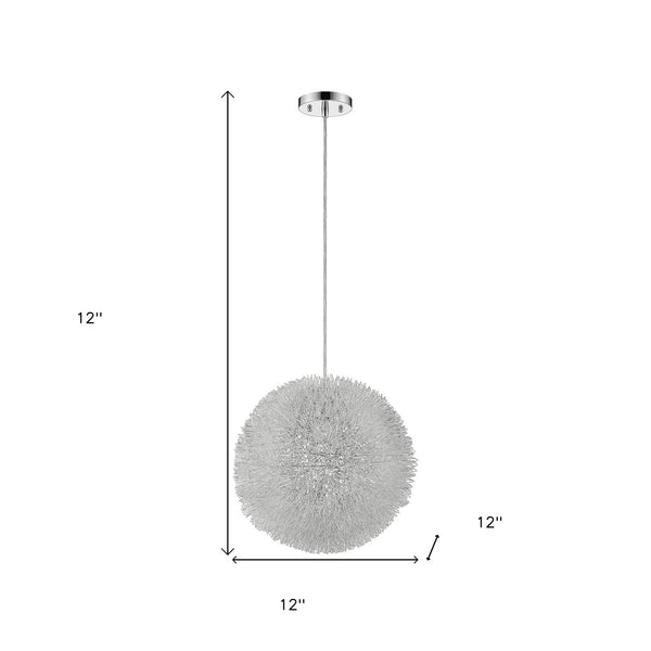 Homeroots Luminary 1-light Metallic Silver Pendant With Hand Woven Aluminum Wire Shade (12")   398032