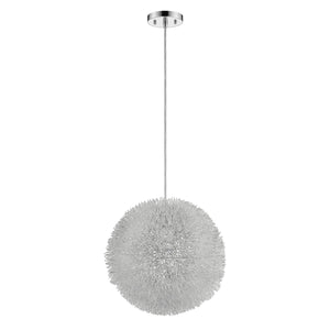 Homeroots Luminary 1-light Metallic Silver Pendant With Hand Woven Aluminum Wire Shade (12")   398032