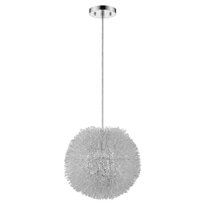 Homeroots Luminary 1-light Metallic Silver Pendant With Hand Woven Aluminum Wire Shade (15")   398033